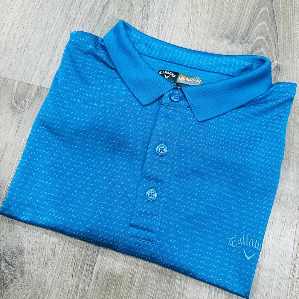 Callaway Polo Men's 2XL Opti-Dri Blue Striped Performance Golf Polo Shirt BW1035